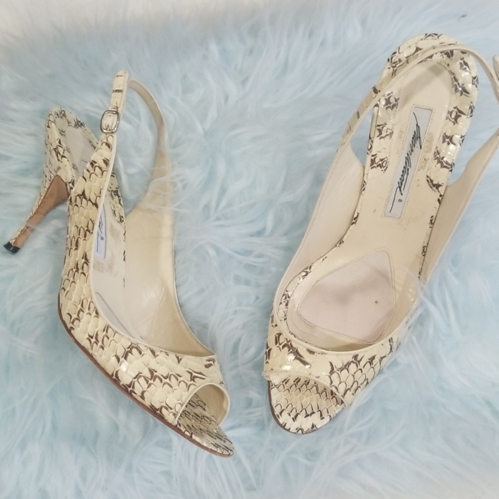 Brian Atwood Snakeskin sling back heels.  Size 9.5